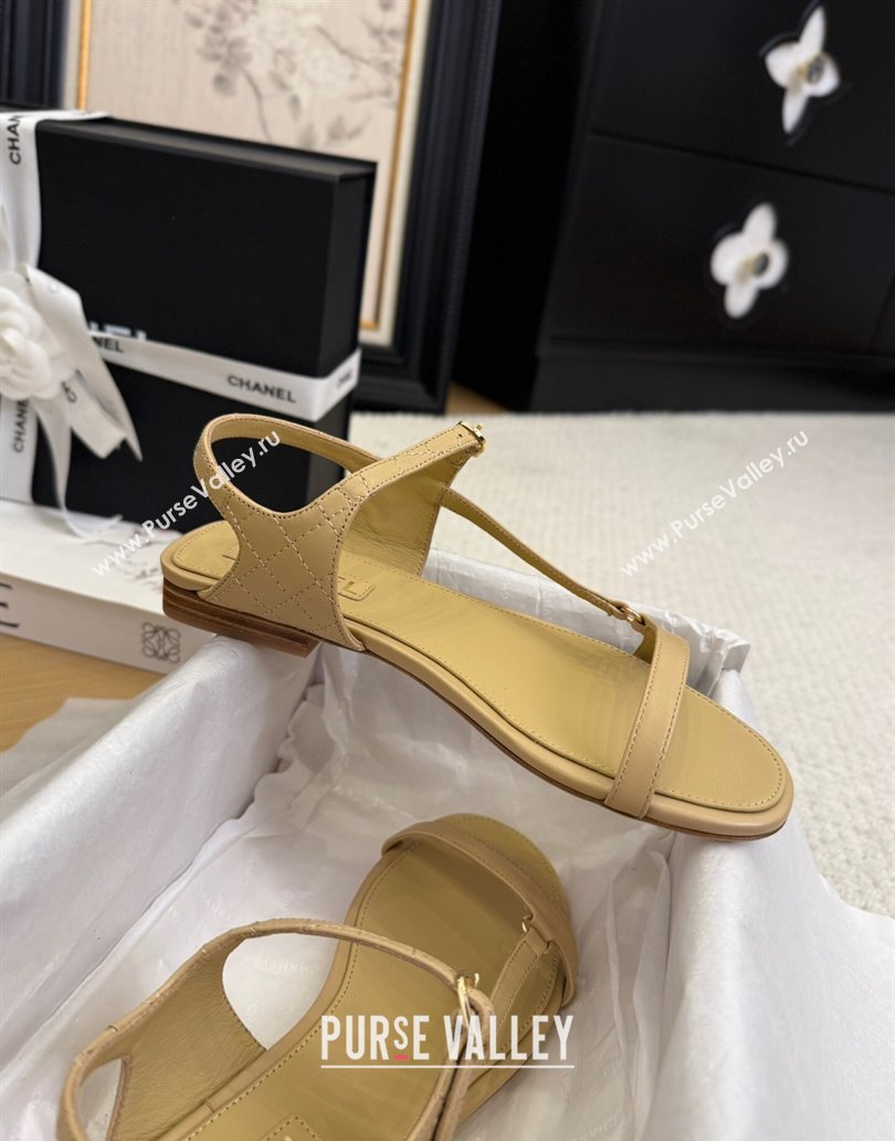 Chanel Calfskin Flat Sandals Beige 2025 CH041601 (MD-250416002)
