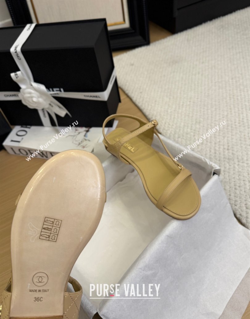 Chanel Calfskin Flat Sandals Beige 2025 CH041601 (MD-250416002)