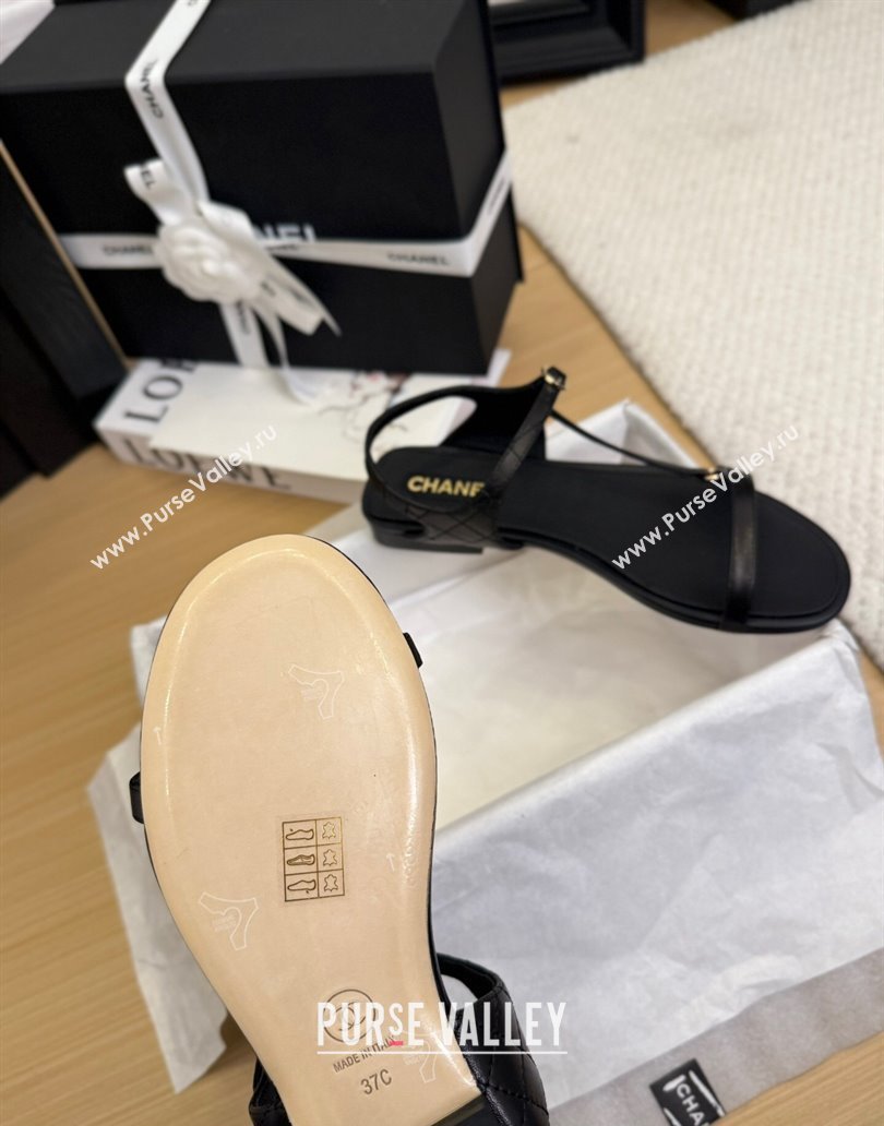 Chanel Calfskin Flat Sandals Black 2025 CH041601 (MD-250416003)
