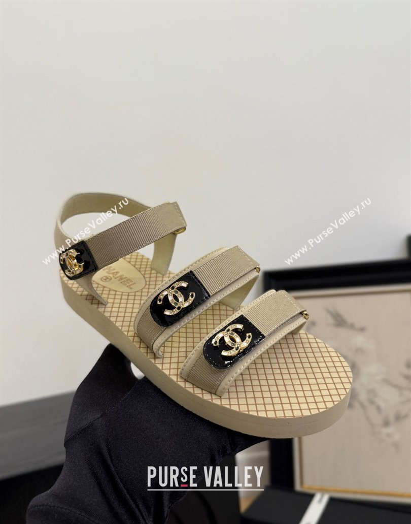 Chanel Calfskin Flat Sandals with Buckle Straps Beige 2025 CH041602 (MD-250416012)