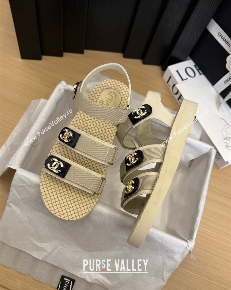 Chanel Calfskin Flat Sandals with Buckle Straps Beige 2025 CH041602 (MD-250416012)