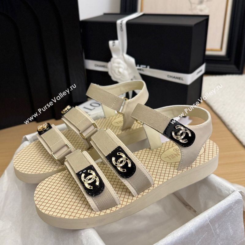 Chanel Calfskin Flat Sandals with Buckle Straps Beige 2025 CH041602 (MD-250416012)