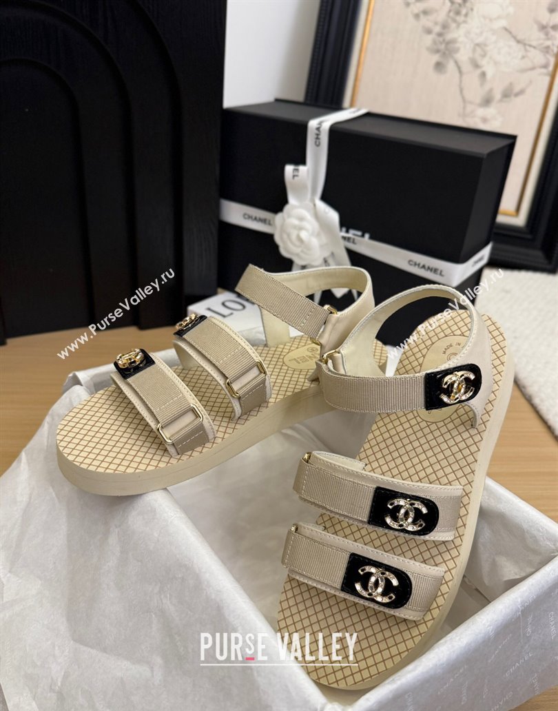Chanel Calfskin Flat Sandals with Buckle Straps Beige 2025 CH041602 (MD-250416012)