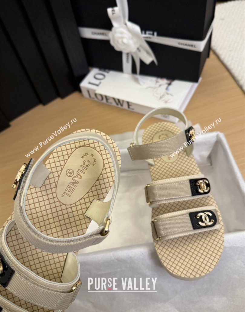 Chanel Calfskin Flat Sandals with Buckle Straps Beige 2025 CH041602 (MD-250416012)