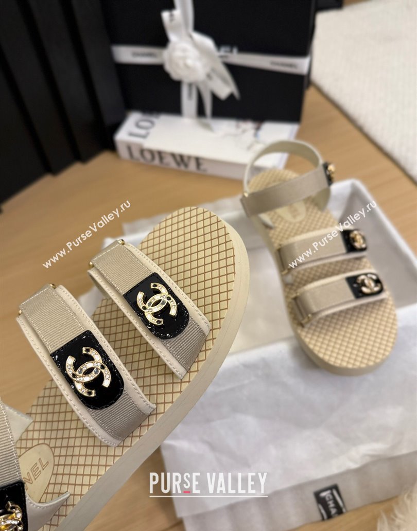 Chanel Calfskin Flat Sandals with Buckle Straps Beige 2025 CH041602 (MD-250416012)