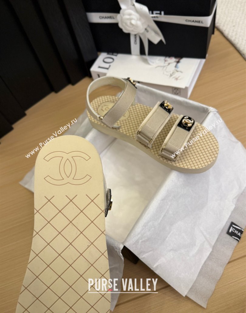 Chanel Calfskin Flat Sandals with Buckle Straps Beige 2025 CH041602 (MD-250416012)