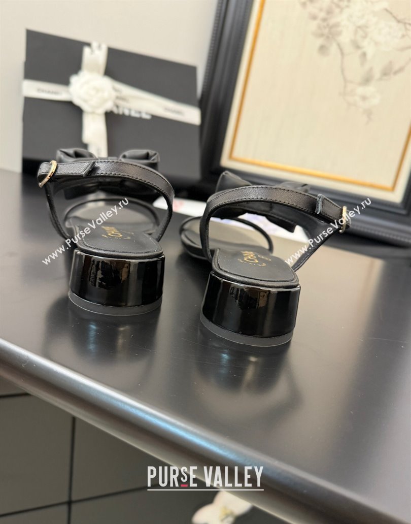 Chanel Lambskin Heel Sandals 4cm with Bow Black 2025 G46193 (MD-250416019)