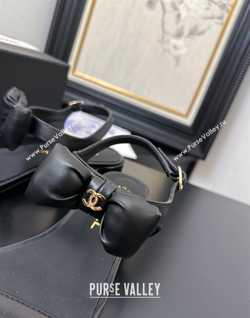 Chanel Lambskin Heel Sandals 4cm with Bow Black 2025 G46193 (MD-250416019)