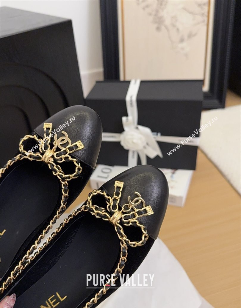 Chanel Velvet Pumps with Chain Bow Black 2025 CH041605 (MD-250416039)