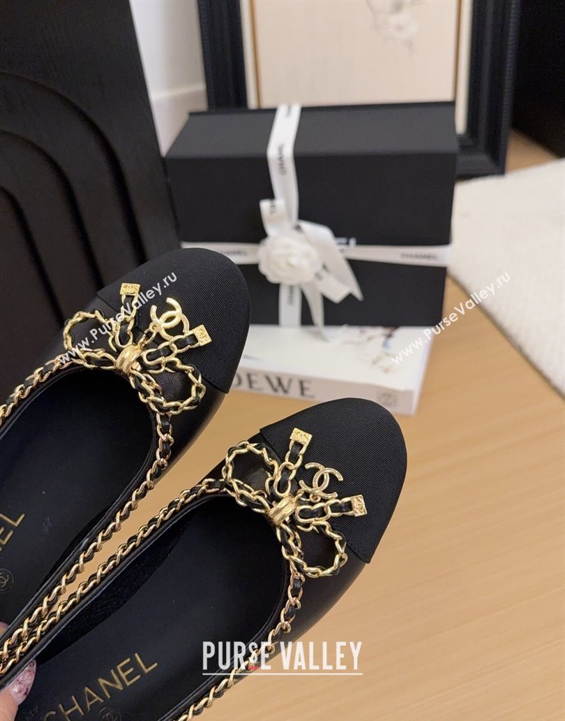 Chanel Calfskin Pumps with Chain Bow Black 2025 CH041605 (MD-250416040)
