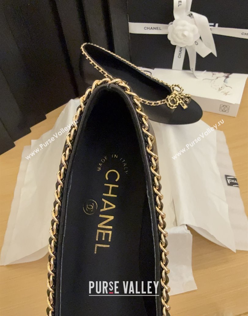 Chanel Calfskin Pumps with Chain Bow Black 2025 CH041605 (MD-250416040)