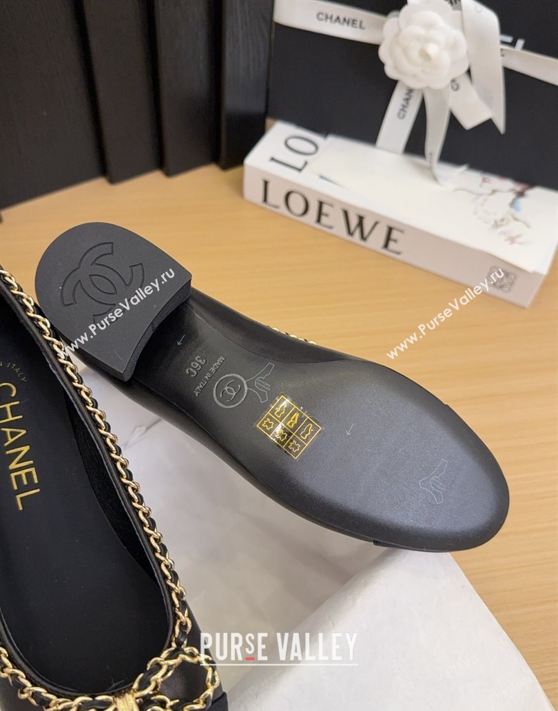 Chanel Calfskin Pumps with Chain Bow Black 2025 CH041605 (MD-250416040)