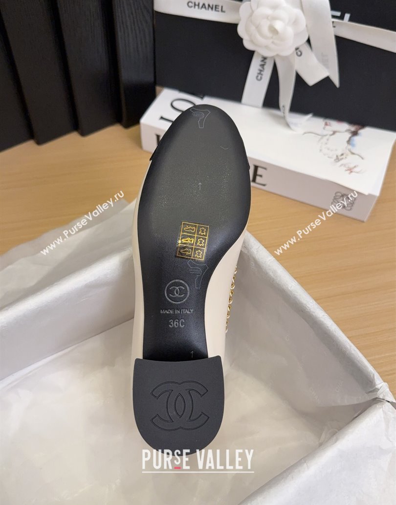 Chanel Calfskin Pumps with Chain Bow White 2025 CH041605 (MD-250416041)