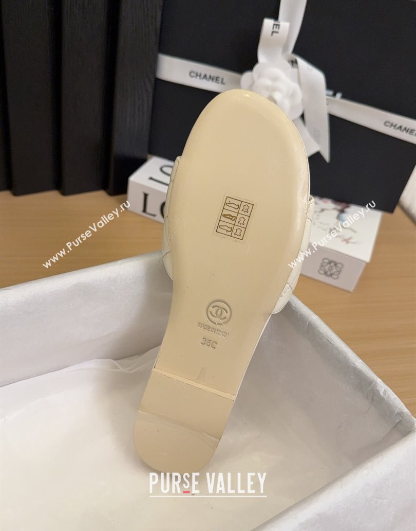 Chanel Lambskin Flat Slides Sandal with CC Foldover White 2025 CH041606 (MD-250416051)