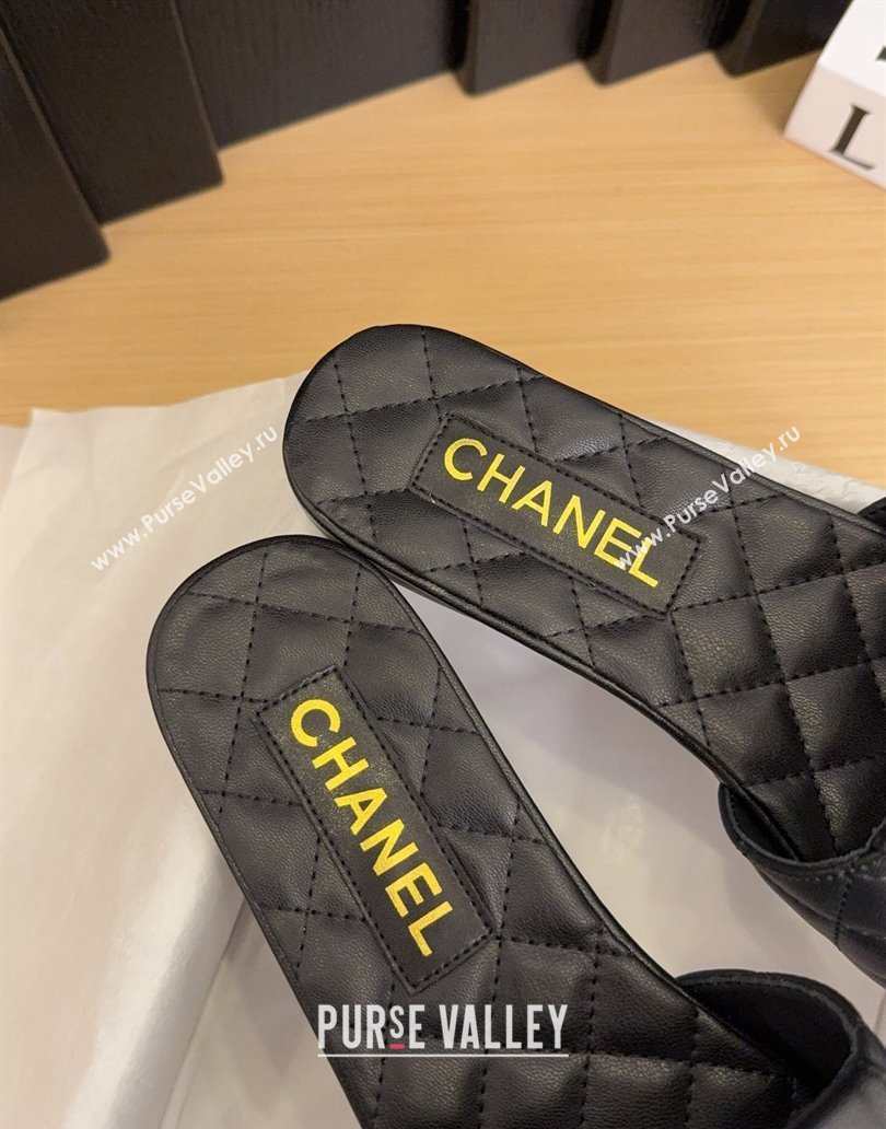 Chanel Lambskin Flat Slides Sandal with CC Foldover Black 2025 CH041606 (MD-250416052)