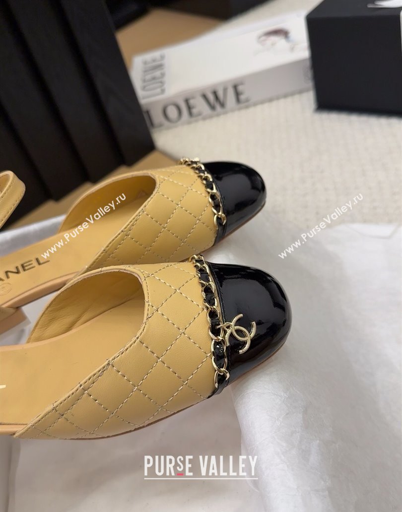 Chanel Quilted Calfskin Patent Flat Sandals with Chain Beige 2025 CH041617 (MD-250416117)