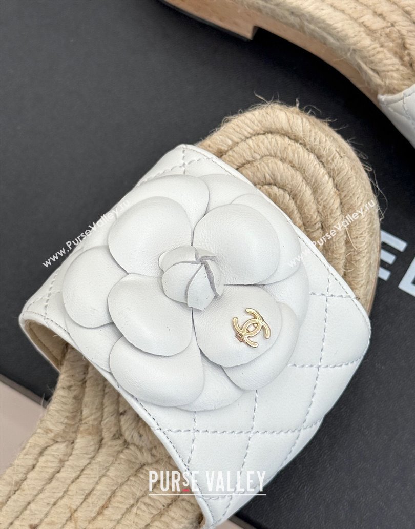 Chanel Calfskin Platform Slides Sandal 4cm with Camellia White 2025 CH041608 (MD-250416062)