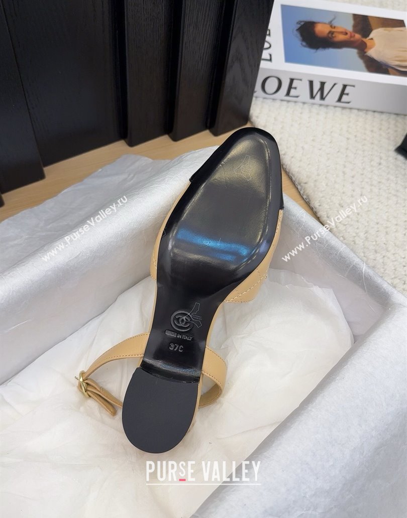 Chanel Lambskin Slingback Pumps with Chain and Pearls Beige 2025 CH041618 (MD-250416124)
