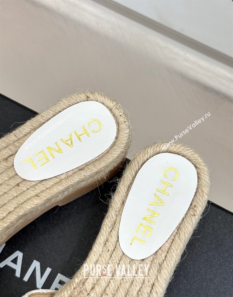 Chanel Calfskin Platform Slides Sandal 4cm with Camellia White 2025 CH041608 (MD-250416062)