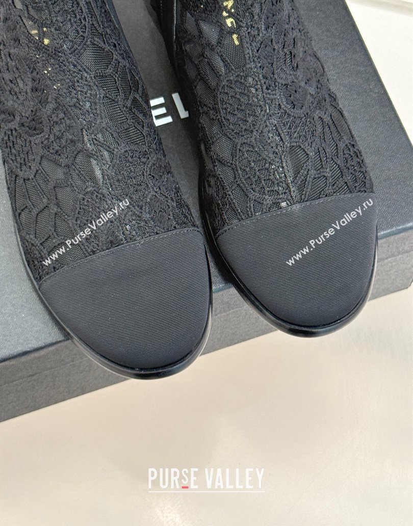 Chanel Lace Flat Ankle Boots Black 2025 CH041619 (MD-250416133)