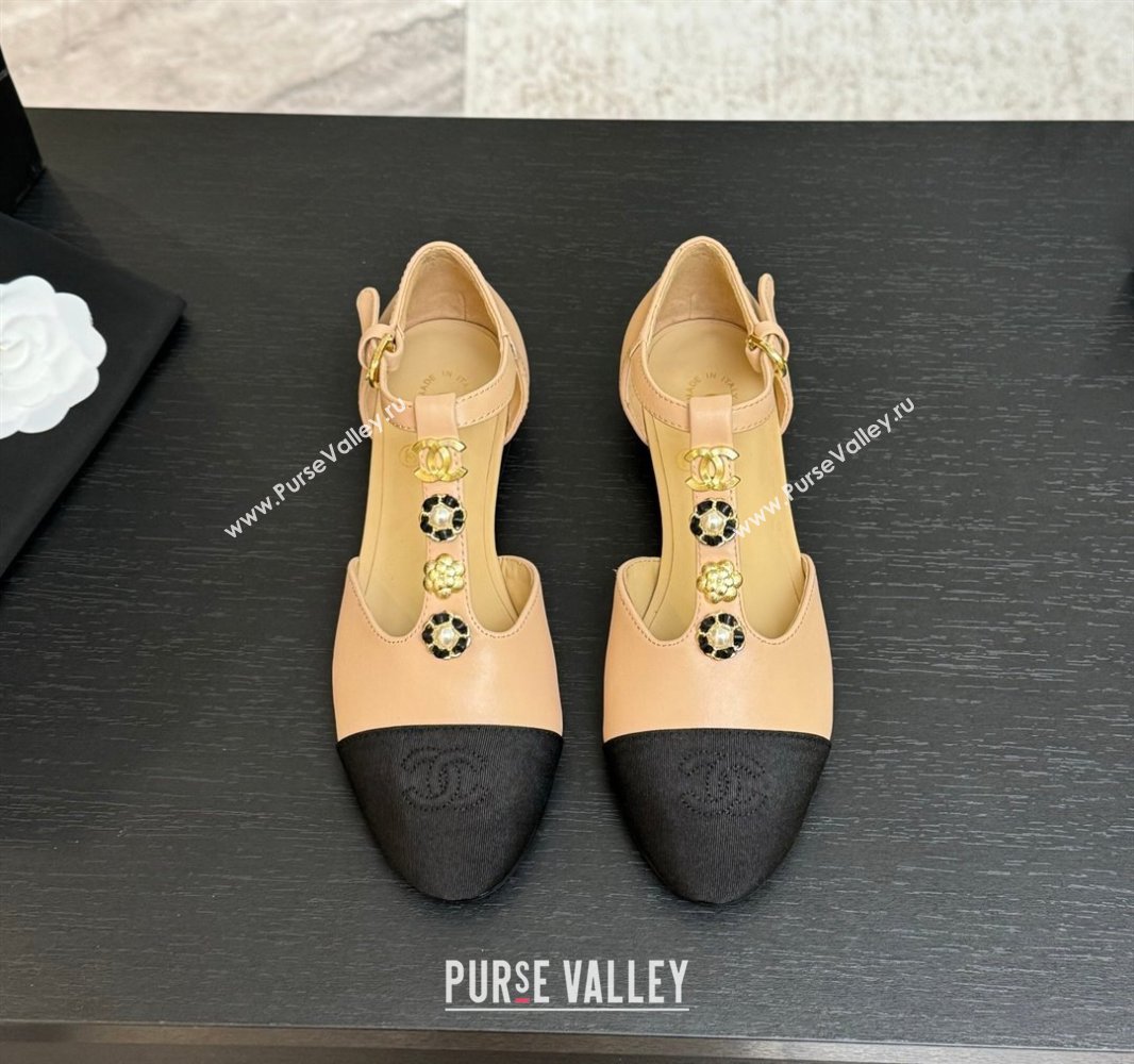 Chanel Calfskin Mary Janes Flats with Charm Rose Beige 2025 CH041620 (MD-250416141)