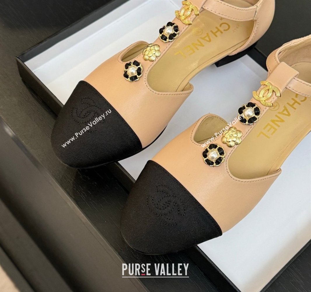 Chanel Calfskin Mary Janes Flats with Charm Rose Beige 2025 CH041620 (MD-250416141)