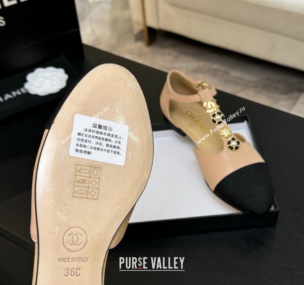 Chanel Calfskin Mary Janes Flats with Charm Rose Beige 2025 CH041620 (MD-250416141)