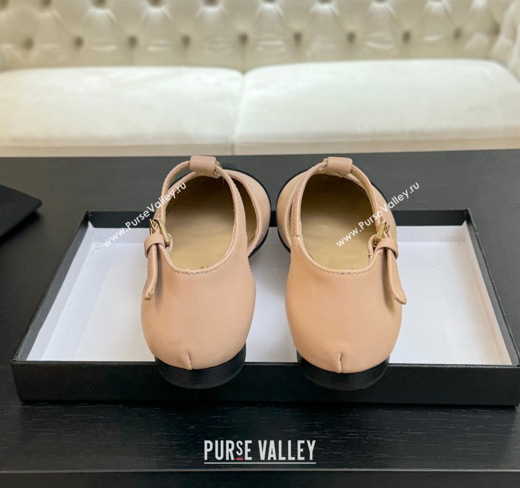 Chanel Calfskin Mary Janes Flats with Charm Rose Beige 2025 CH041620 (MD-250416141)