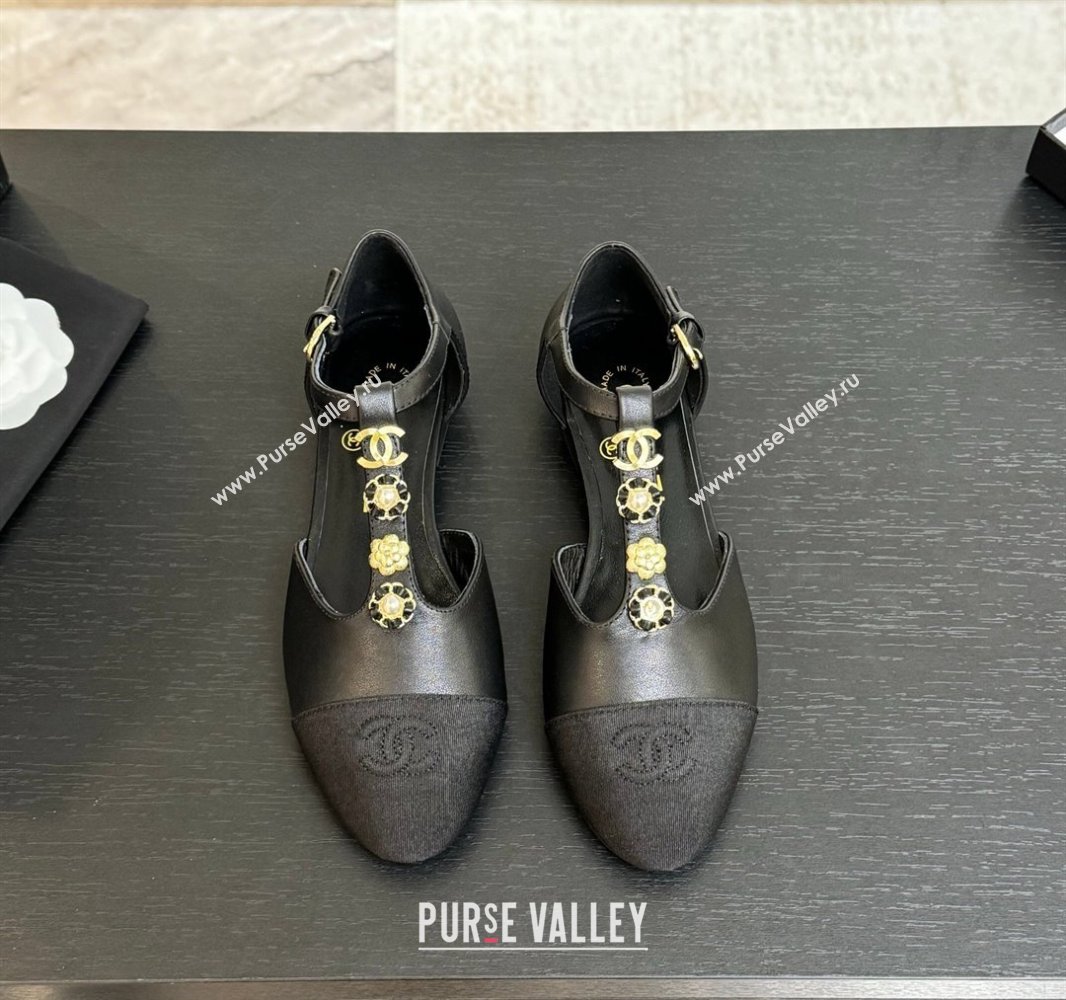 Chanel Calfskin Mary Janes Flats with Charm Black 2025 CH041620 (MD-250416142)