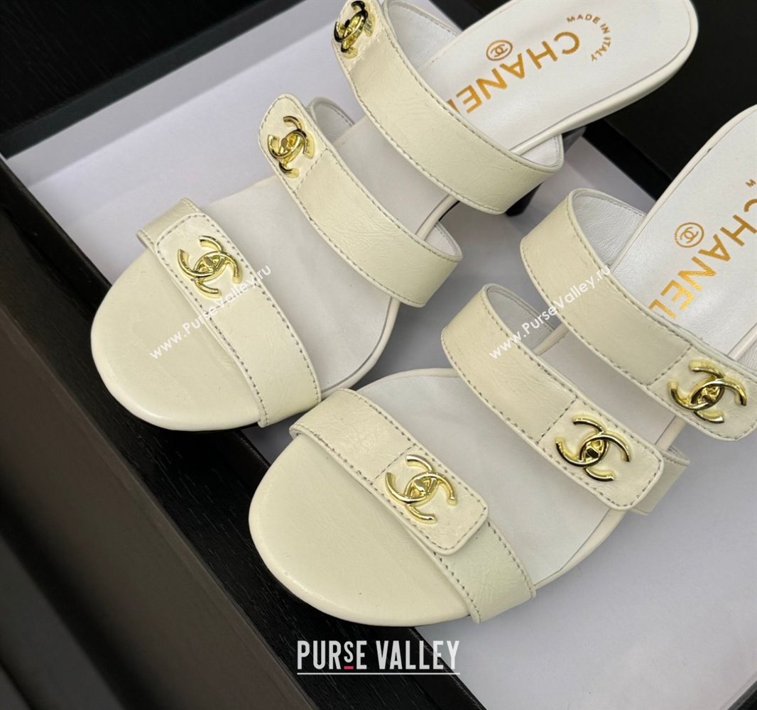 Chanel Lambskin Heel Sandals 8cm with CC Straps White 2025 CH041603 (MD-250416008)