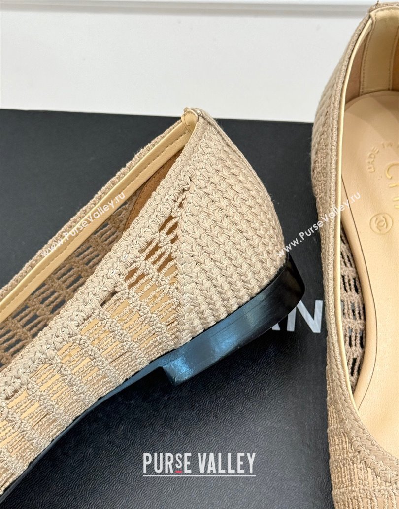 Chanel Crochet Straw Ballet Flats Beige2 2025 G46352 (MD-250415101)