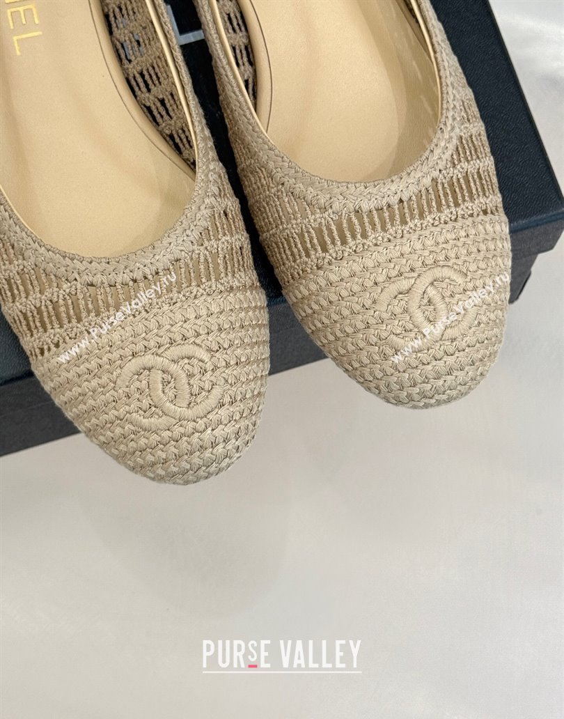 Chanel Crochet Straw Ballet Flats Beige2 2025 G46352 (MD-250415101)