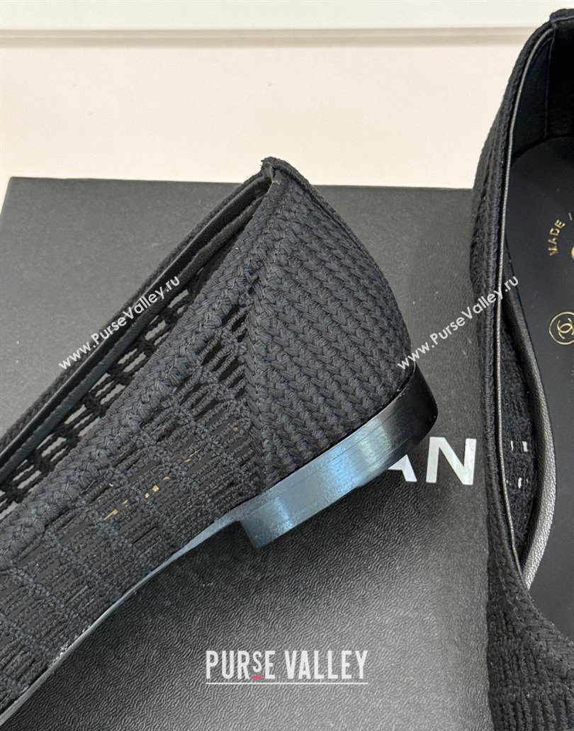 Chanel Crochet Straw Ballet Flats Black2 2025 G46352 (MD-250415104)