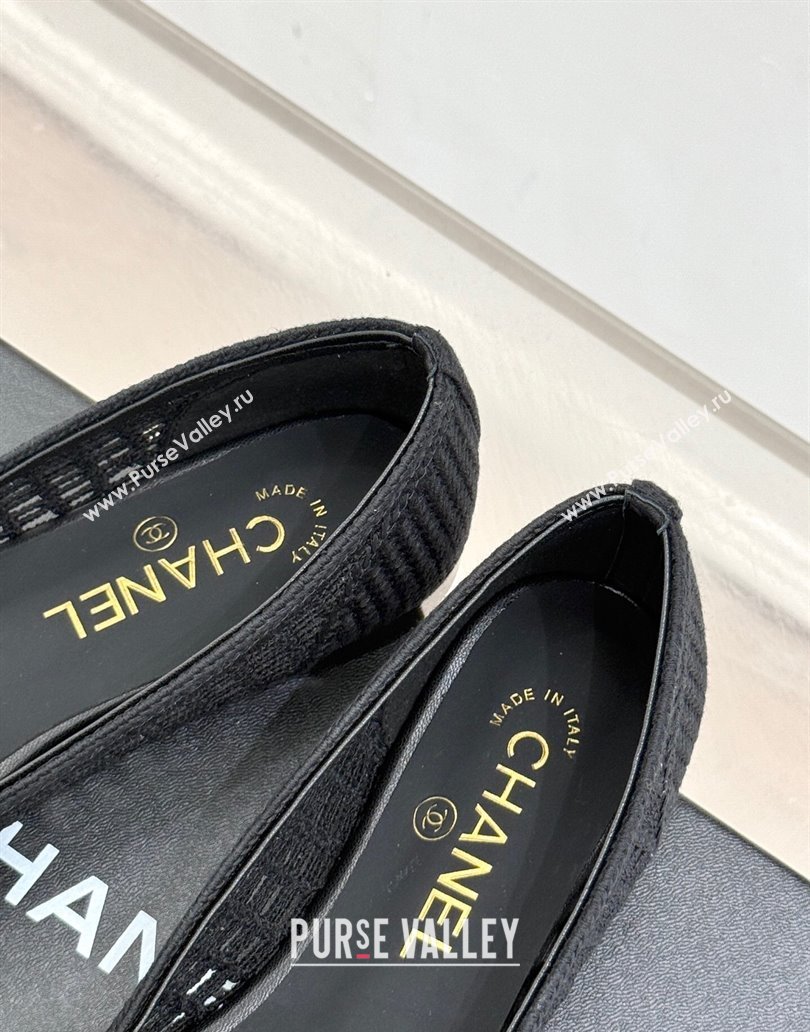 Chanel Crochet Straw Ballet Flats Black2 2025 G46352 (MD-250415104)