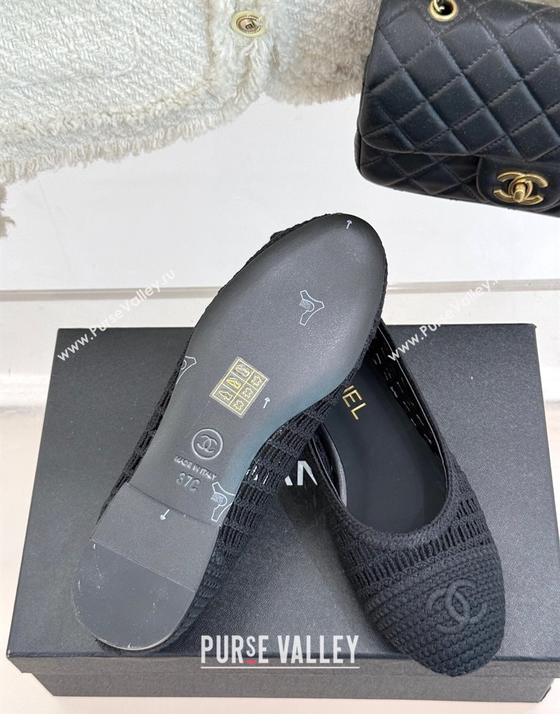 Chanel Crochet Straw Ballet Flats Black2 2025 G46352 (MD-250415104)