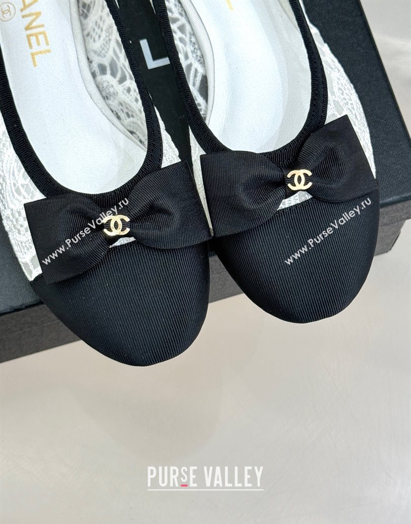 Chanel Lace Grosgrain Ballet Flats with Bow White 2025 CH041610 (MD-250416068)