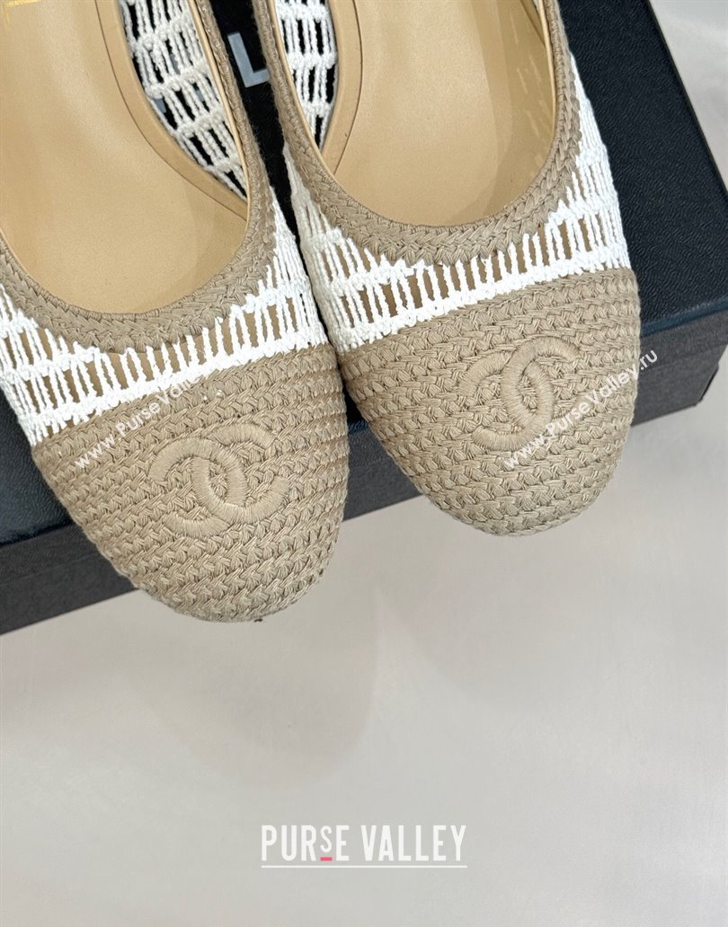 Chanel Crochet Straw Pumps 5cm Beige/White 2025 G46352 (MD-250415105)