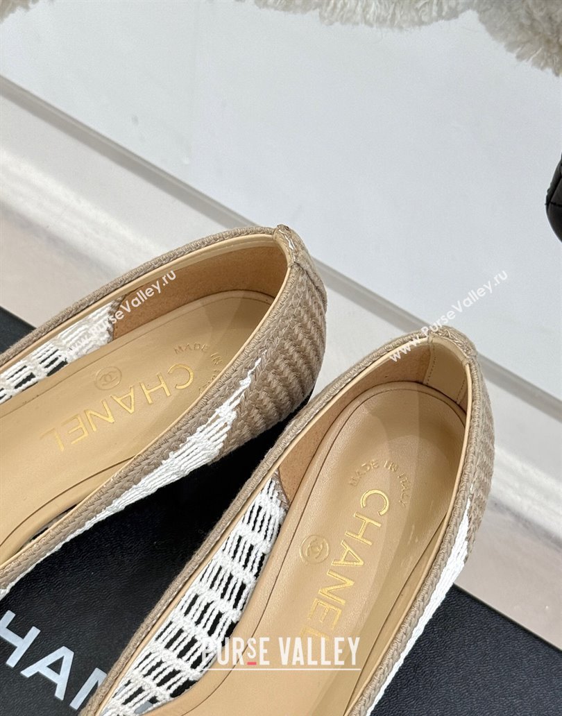 Chanel Crochet Straw Pumps 5cm Beige/White 2025 G46352 (MD-250415105)