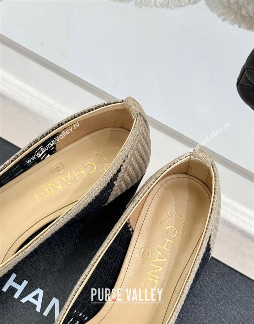 Chanel Crochet Straw Pumps 5cm Beige/Black 2025 G46352 (MD-250415106)