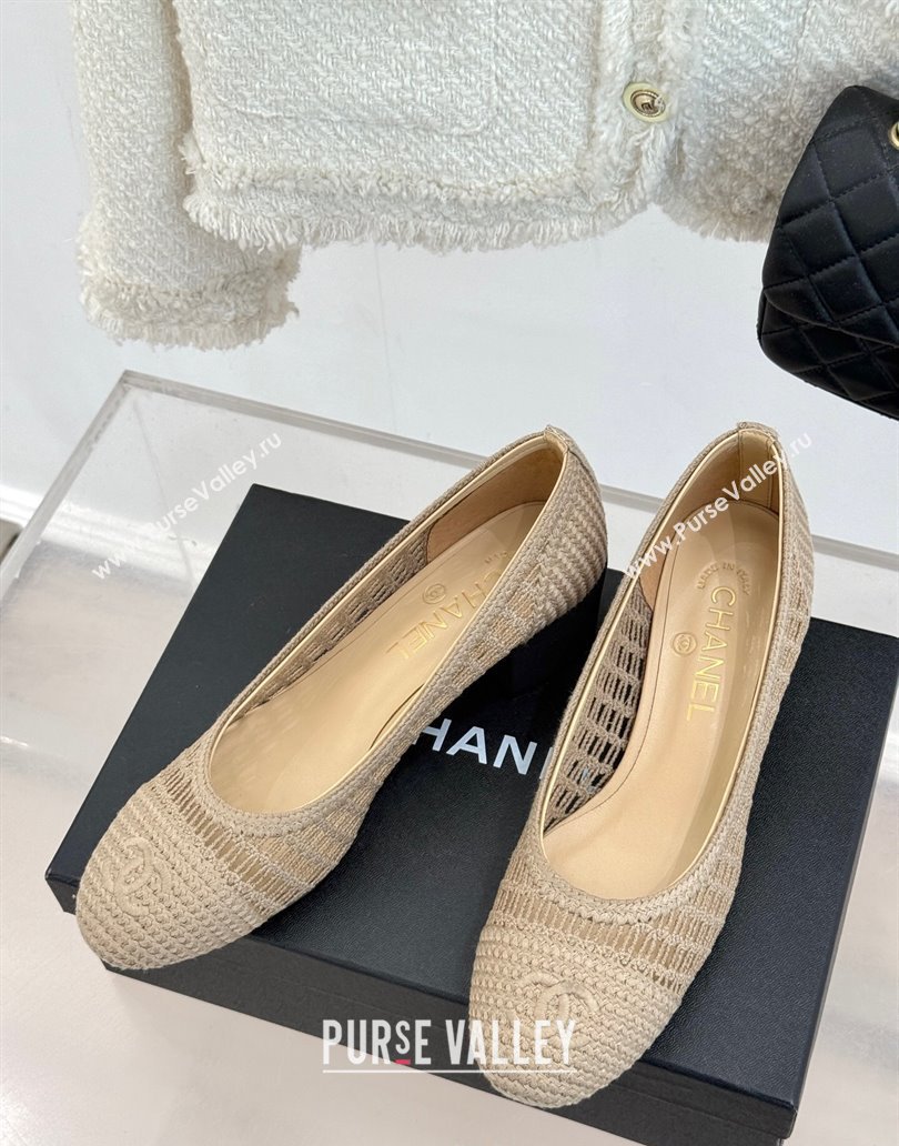 Chanel Crochet Straw Pumps 5cm Beige2 2025 G46352 (MD-250415107)