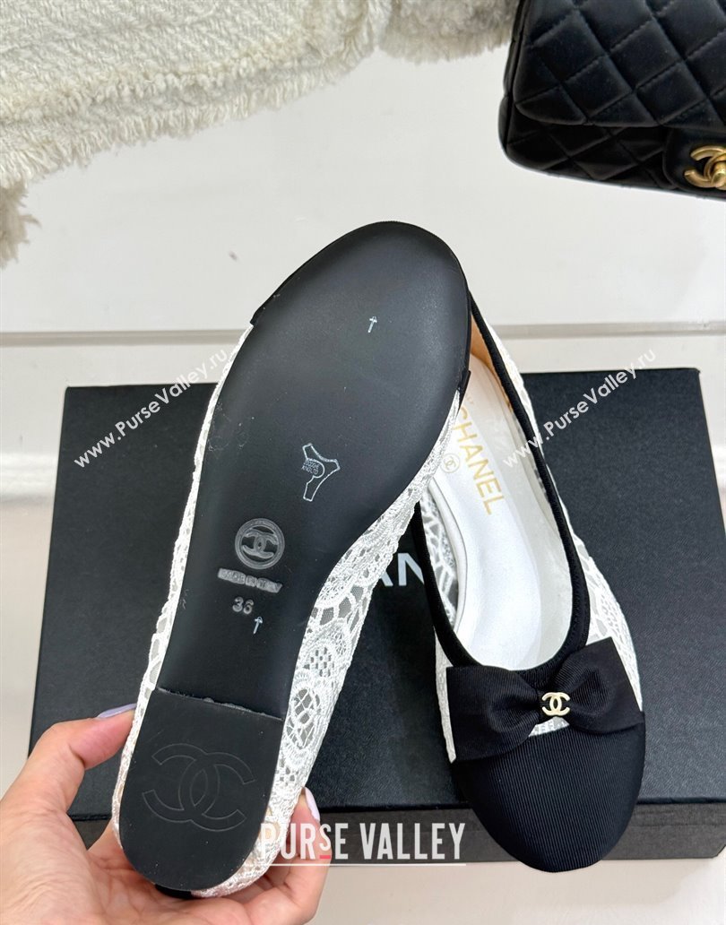 Chanel Lace Grosgrain Ballet Flats with Bow White 2025 CH041610 (MD-250416068)