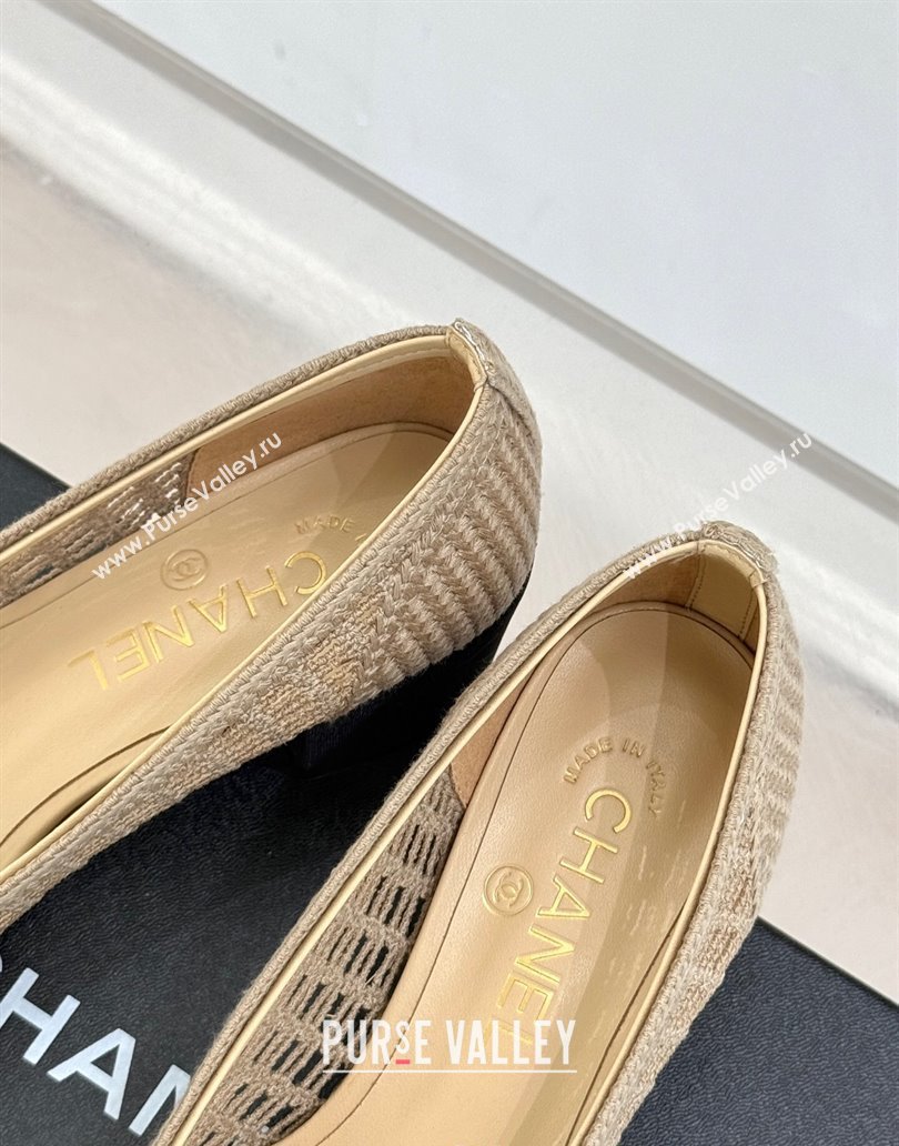 Chanel Crochet Straw Pumps 5cm Beige2 2025 G46352 (MD-250415107)
