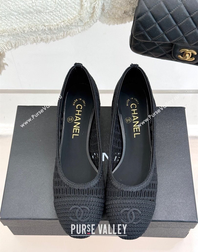 Chanel Crochet Straw Pumps 5cm Black 2025 G46352 (MD-250415108)