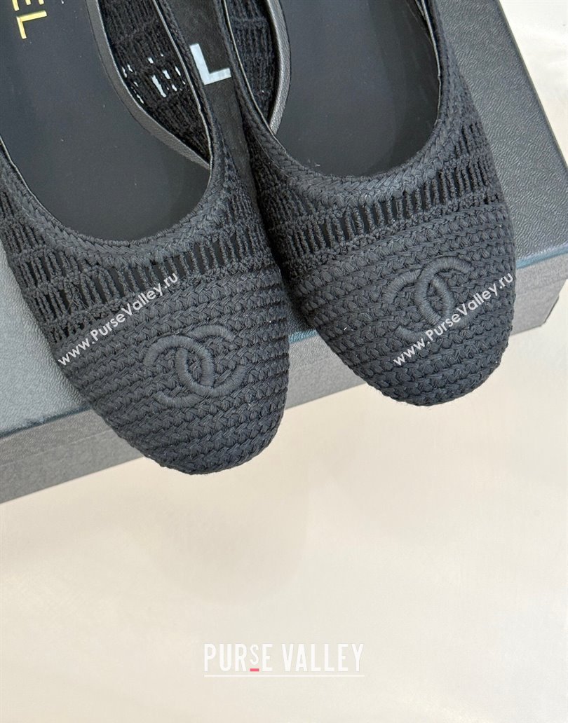 Chanel Crochet Straw Pumps 5cm Black 2025 G46352 (MD-250415108)
