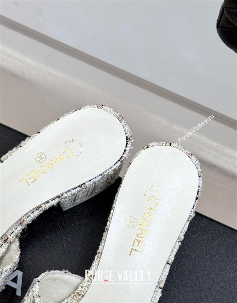Chanel Twee Heel Slides Sandal 5cm White 2025 CH041508 (MD-250415129)