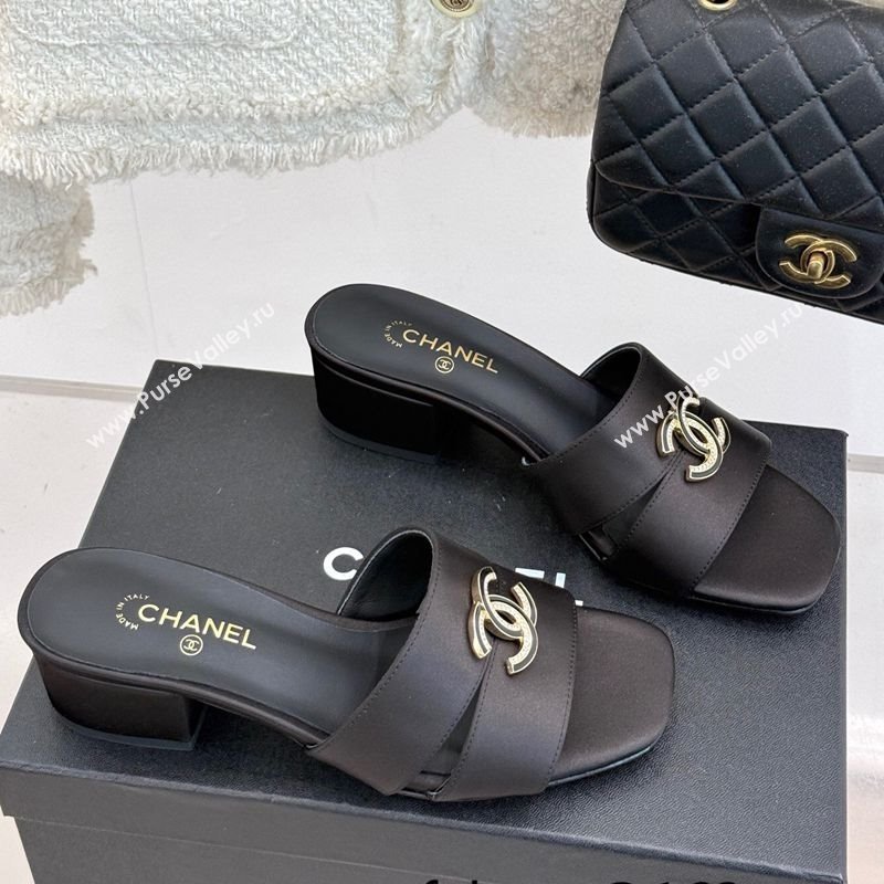 Chanel Satin Heel Slides Sandal 5cm Black 2025 CH041508 (MD-250415132)