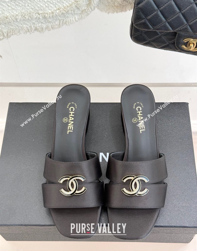 Chanel Satin Heel Slides Sandal 5cm Black 2025 CH041508 (MD-250415132)