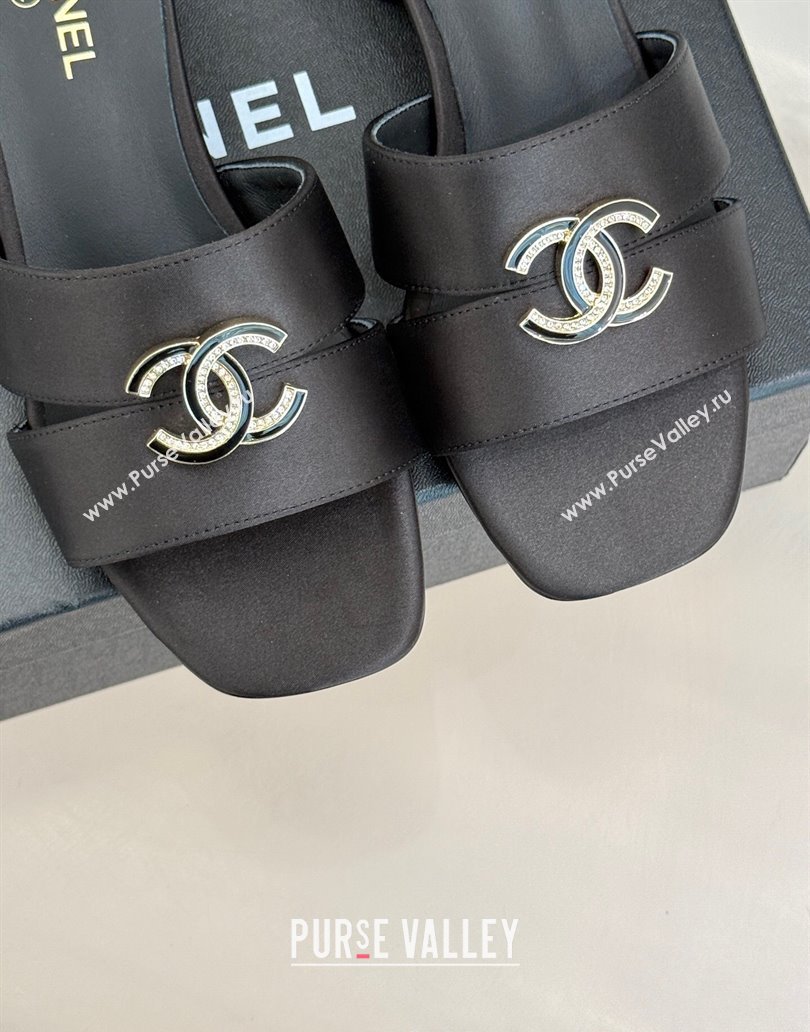 Chanel Satin Heel Slides Sandal 5cm Black 2025 CH041508 (MD-250415132)