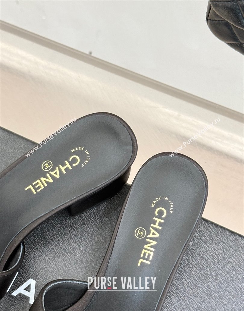 Chanel Satin Heel Slides Sandal 5cm Black 2025 CH041508 (MD-250415132)