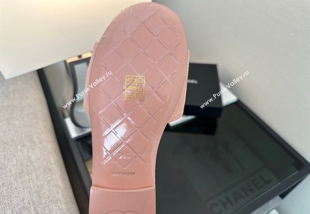 Chanel Denim Flat Slides Sandal with Foldover G45474 Pink 2025 (MD-250415086)
